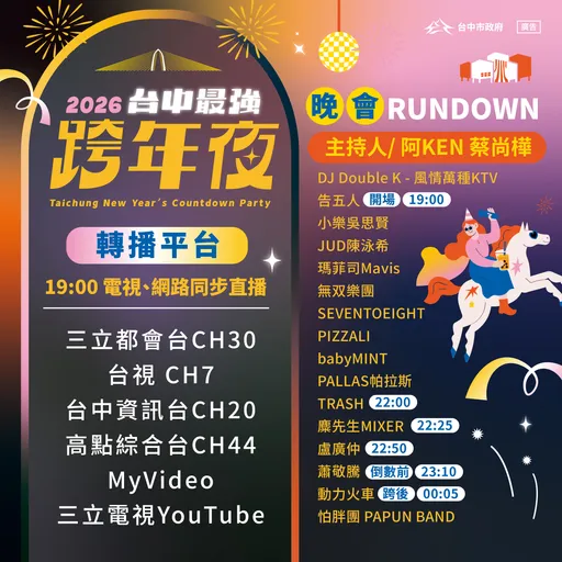 台中跨年夜16組「全A咖」卡司完整曝光　2種細胞簡訊因應狀況