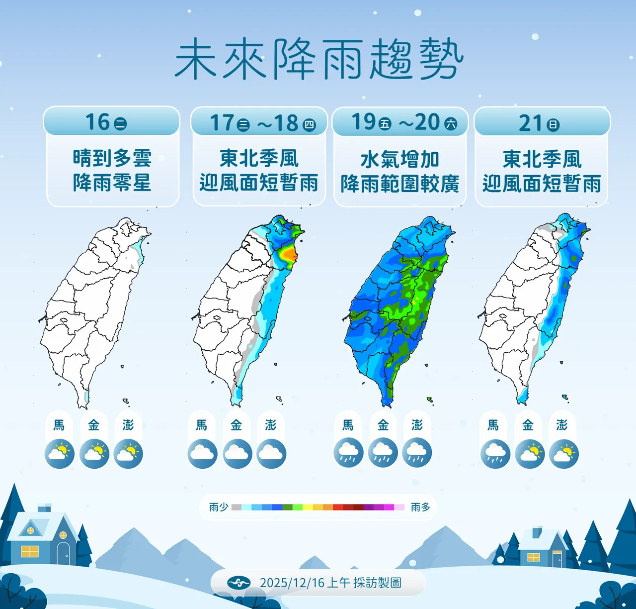 未来降雨趋势。气象署提供