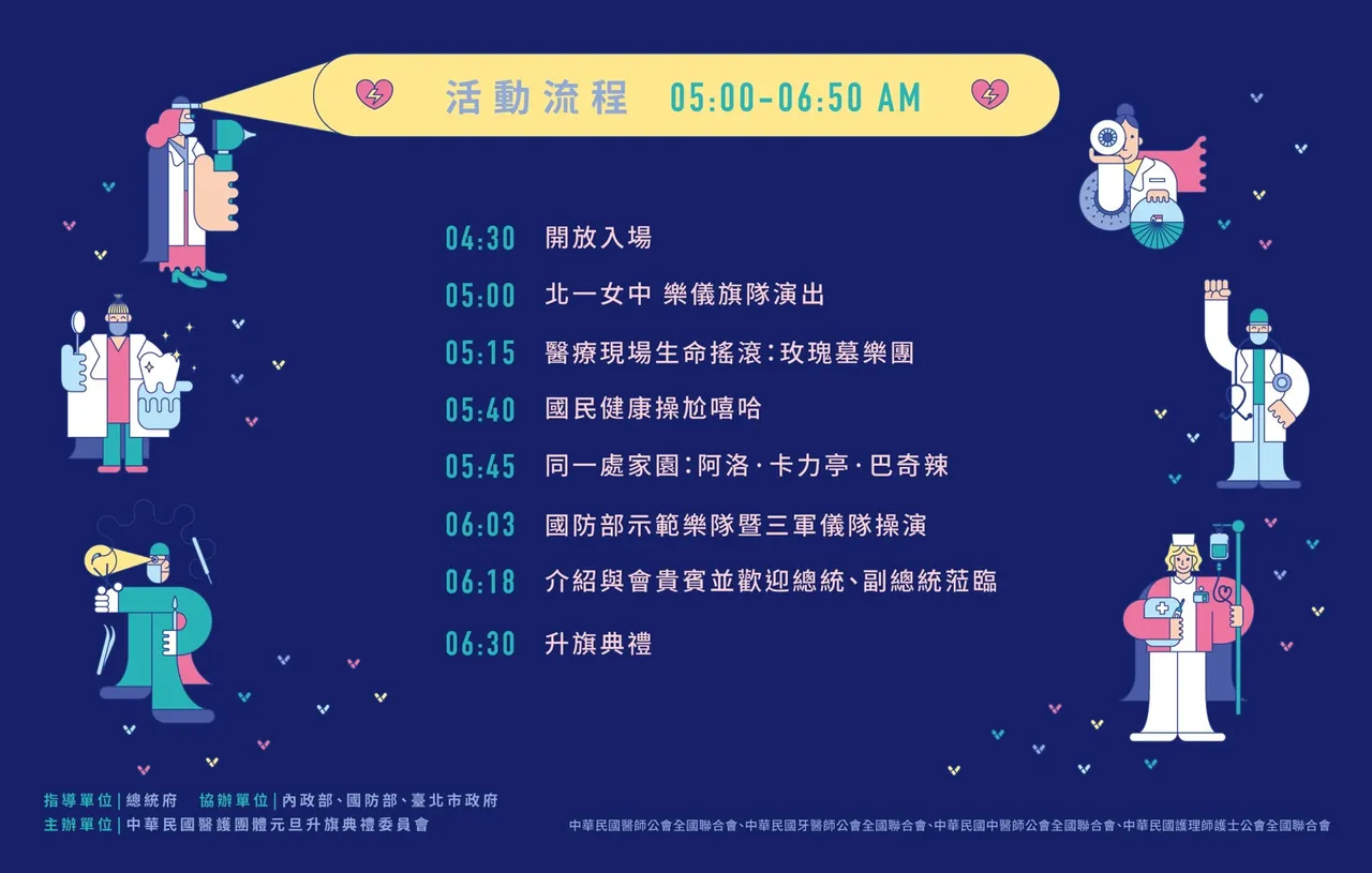 总统府元旦升旗流程，总统府提供。
