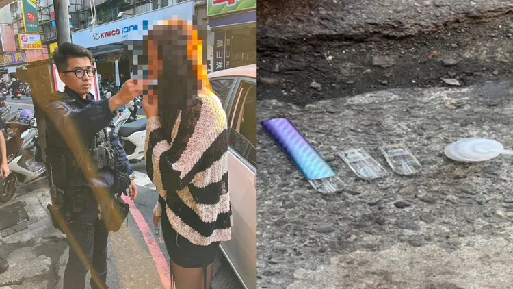 李姓男子男扮女装化身短裙黑丝袜辣妹，开车所载男网友被搜出依托咪酯烟弹、毒烟油，自己也是毒驾被逮。翻摄画面