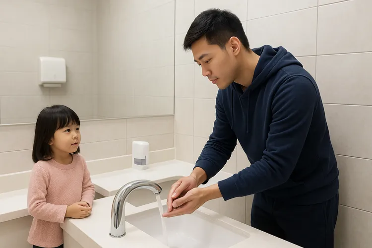 吳姓教練被控在廁所對5歲女童猥褻，事後給她一顆糖果要她不可告訴他人。AI生成示意圖