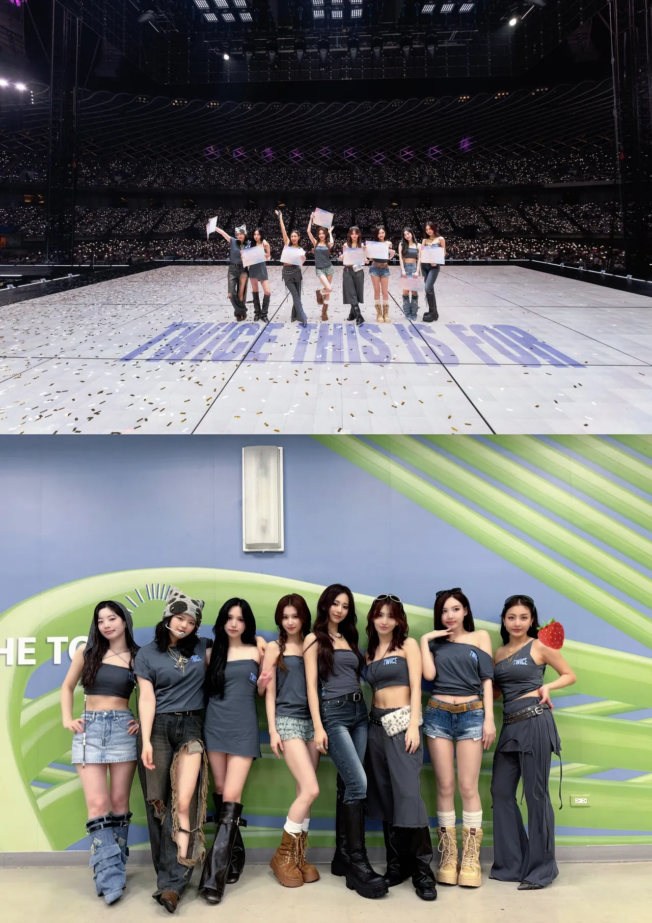 周子瑜（下图右四）出道10年，终于带TWICE回家开唱。翻摄TWICE X