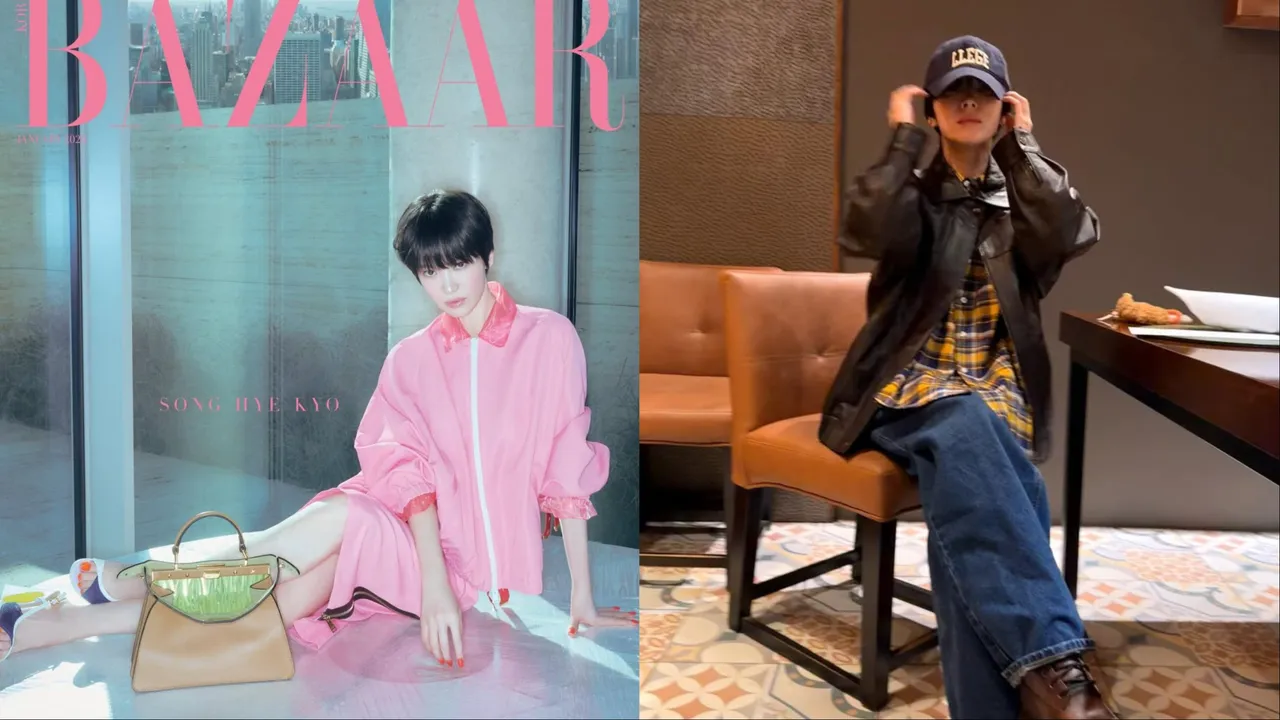 宋慧喬以極短男生頭亮相。左圖翻攝harpersbazaarkorea IG、右圖翻攝宋慧喬IG