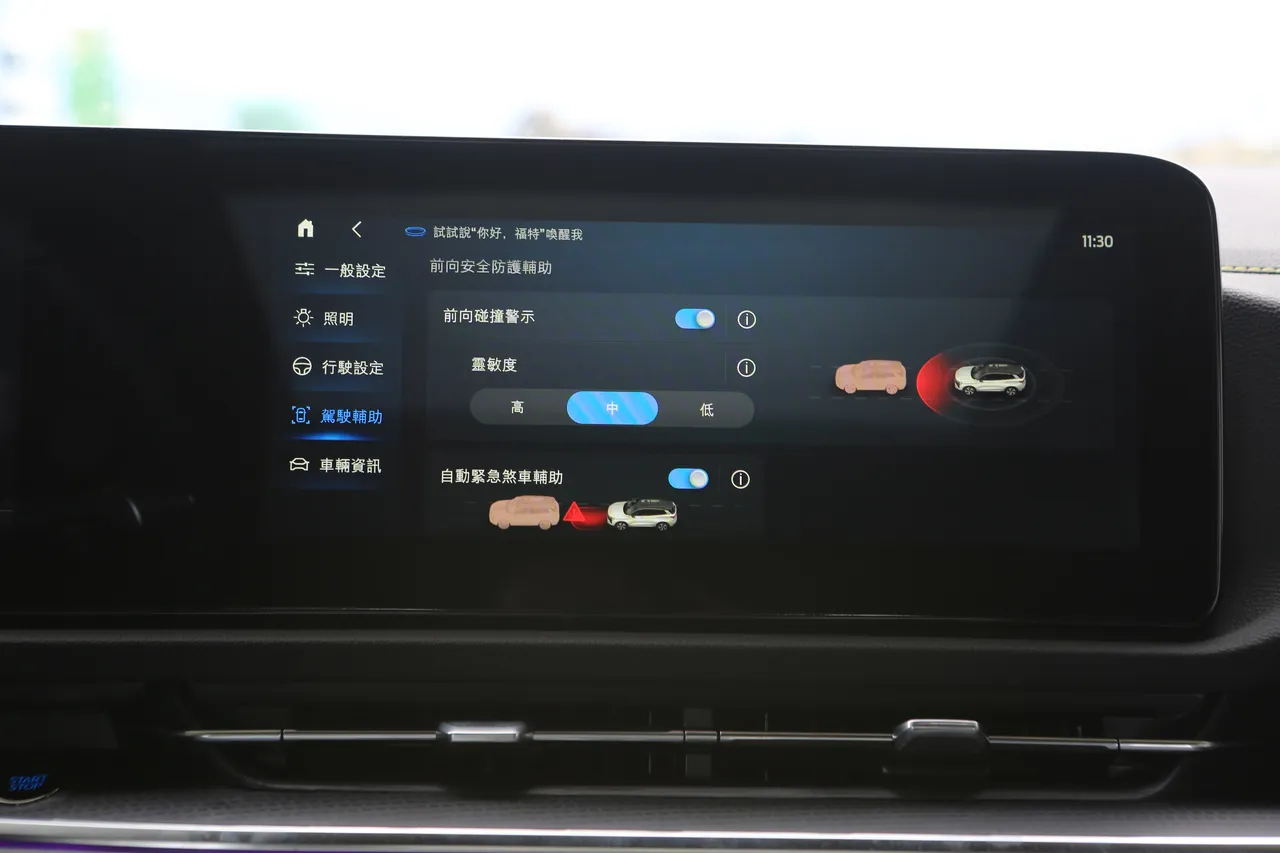 Territory採Co-Pilot360 Drive+系統，整合全速域定速、車道維持、前碰預警、AEB自動煞車、盲點偵測等多項輔助，驚豔版額外有360度環景含AR底盤透視、主動停車與循跡倒車輔助。林浩昇攝