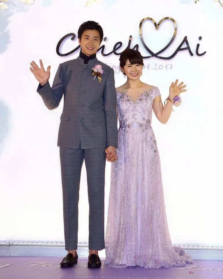 江宏杰（左）和福原爱在台日两地举行豪华婚宴。翻摄福原爱脸书