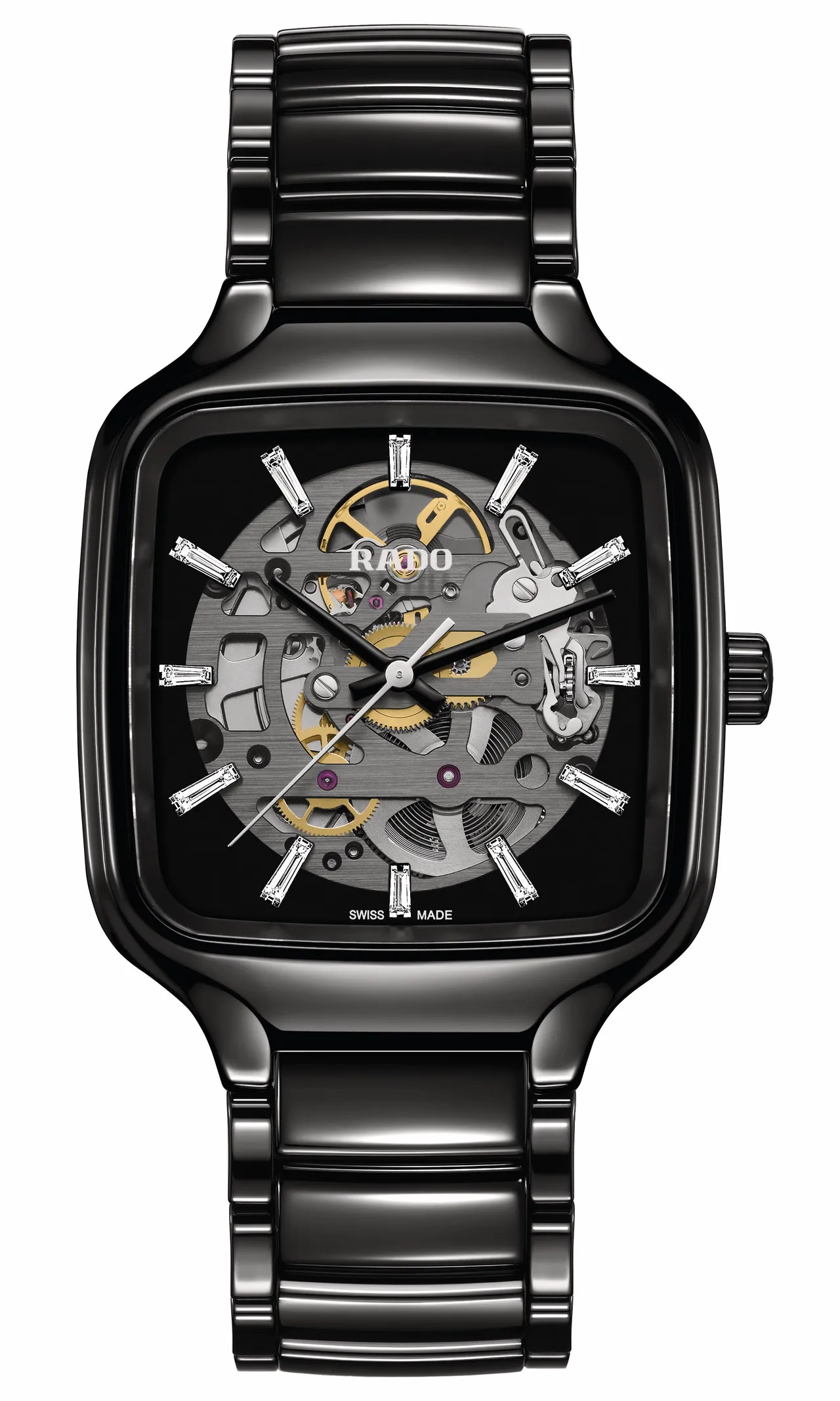 Rado True Square 真我方形系列高科技陶瓷镂空腕表，22万800元。品牌提供