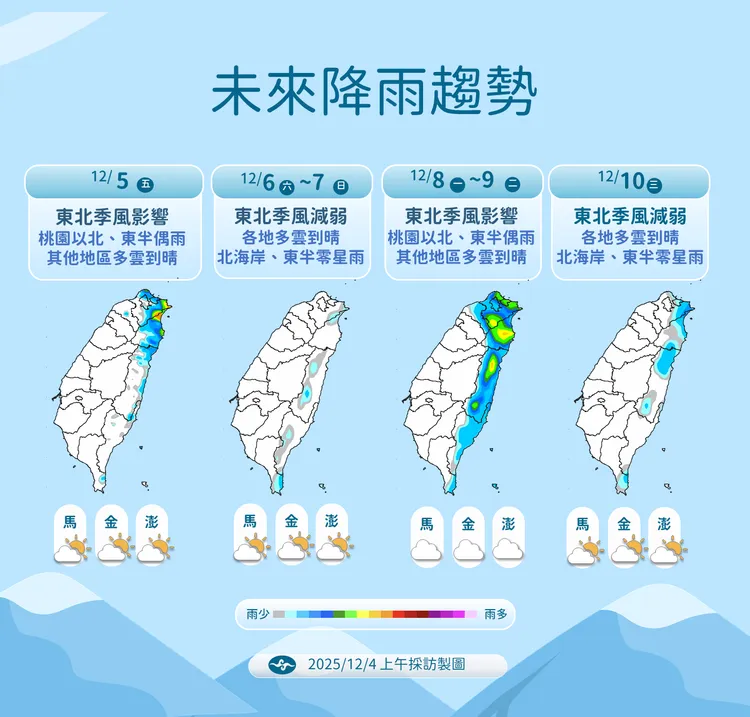 未來降雨趨勢。氣象署提供