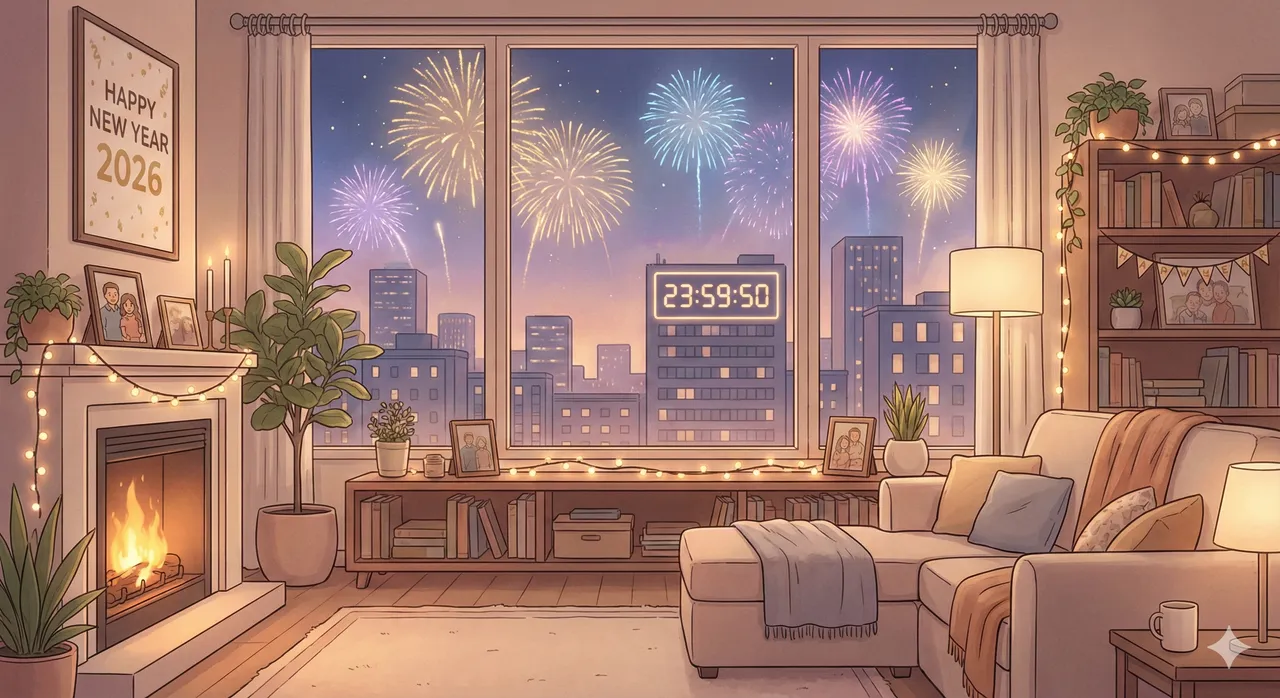 输入指令就能请AI帮你生成有跨年风的视讯背景图。Gemini制作