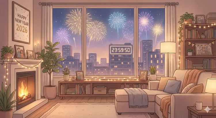 輸入指令就能請AI幫你生成有跨年風的視訊背景圖。Gemini製作