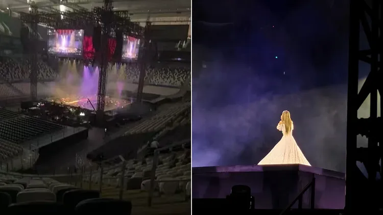 濱崎步在空曠場館內獨自表演。翻攝自微博