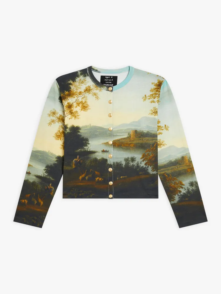 agnès b. Louvre系列棉質針織開襟衫，1萬980元。品牌提供