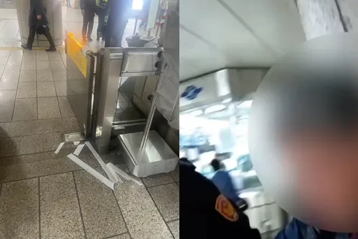 丢悠游卡出不了站！　醉翁抓狂拿雨伞猛敲捷运闸门这下惨了　