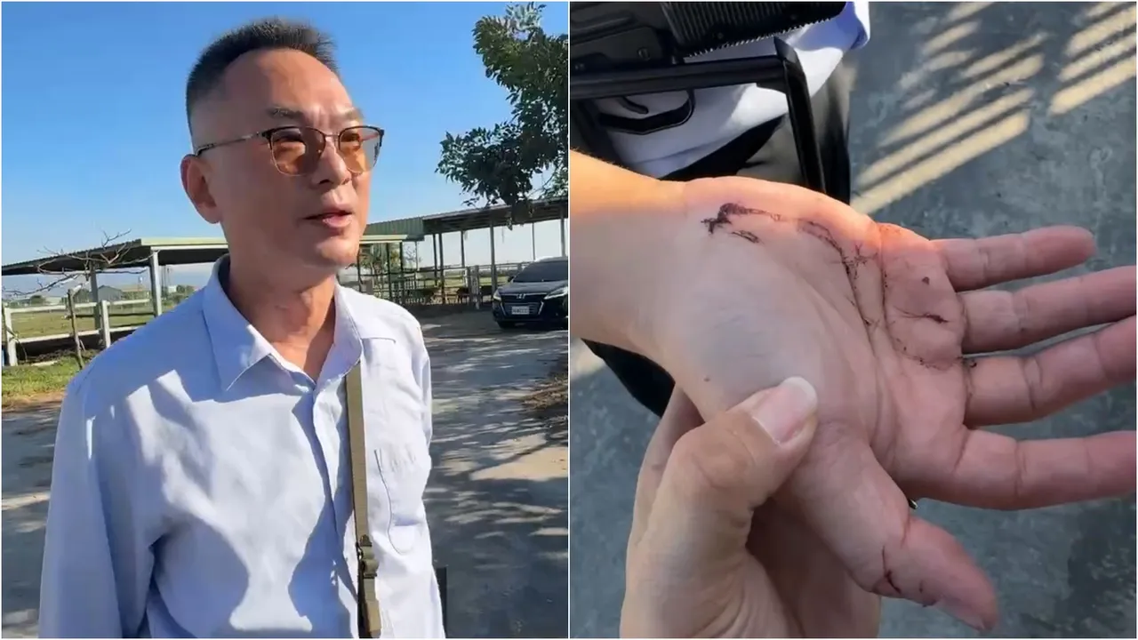 侦查队长叶宪威与曹姓员警，则在打破汽车车窗缉捕李嫌时，手掌、手腕遭玻璃割伤。翻摄画面