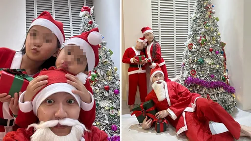 福原愛另嫁懷第3胎！江宏傑扮聖誕老公公哄娃　誇兒女「超可愛小幫手」