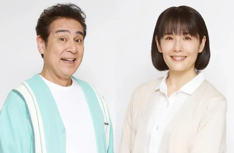 「國民岳父」宇梶剛士與富田靖子。翻攝自X @newmochitaro