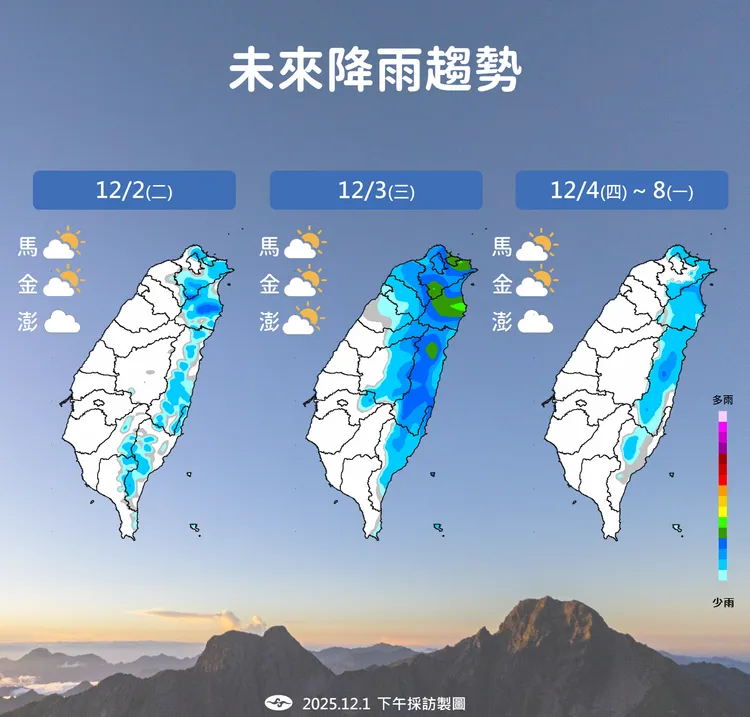未來降雨趨勢。氣象署提供