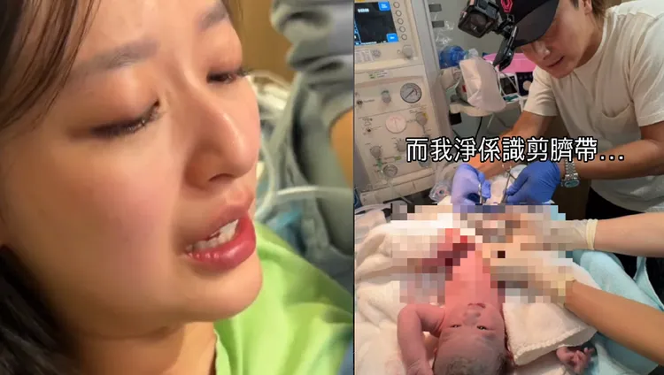 叶萱顺利生下女娃，老公方力申帮女儿剪脐带。翻摄方力申IG