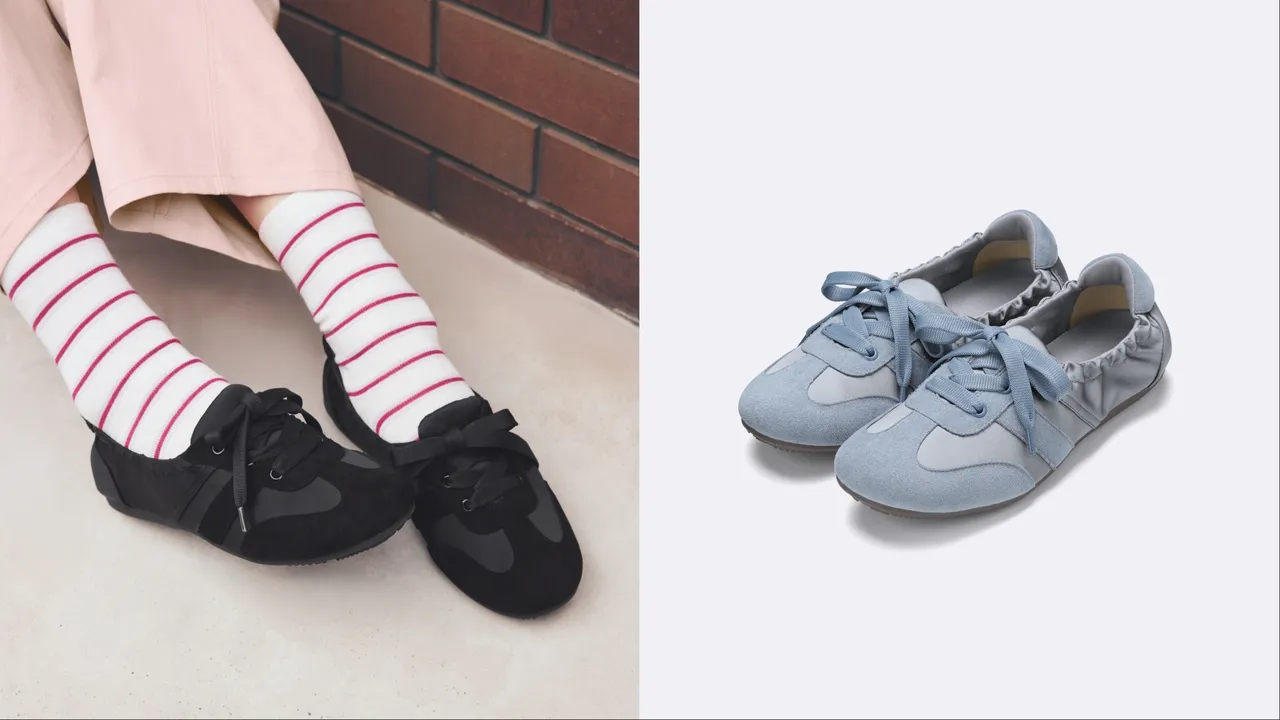 GU抓褶芭蕾运动鞋，各790元。品牌提供