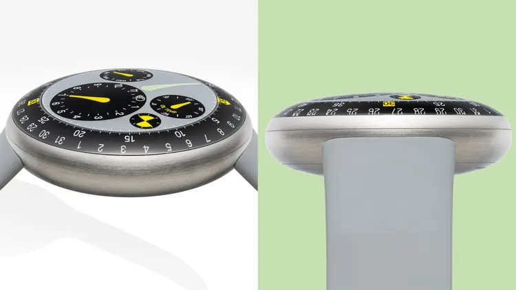 Ressence TYPE 3 MN，45mm，五級鈦合金錶殼，凸面DLC和PVD塗層五級鈦合金，合成橡膠錶帶，專利 ROCS 3.6自動上鍊機芯，動力儲存36小時，防水深度10米，全球限量80只，188萬元。品牌提供