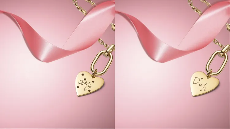 品牌大使Molly在心形吊飾上設計出「OMG」、「Duh」字樣。品牌提供