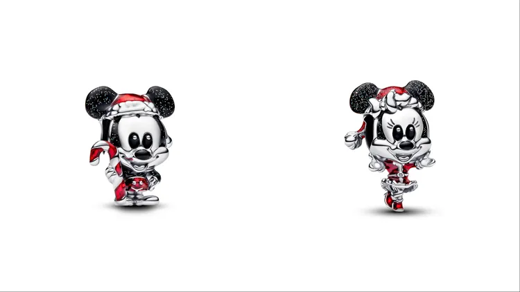 PANDORA迪士尼米奇聖誕造型串飾（左）、迪士尼米妮聖誕造型串飾（右），各2880元。品牌提供