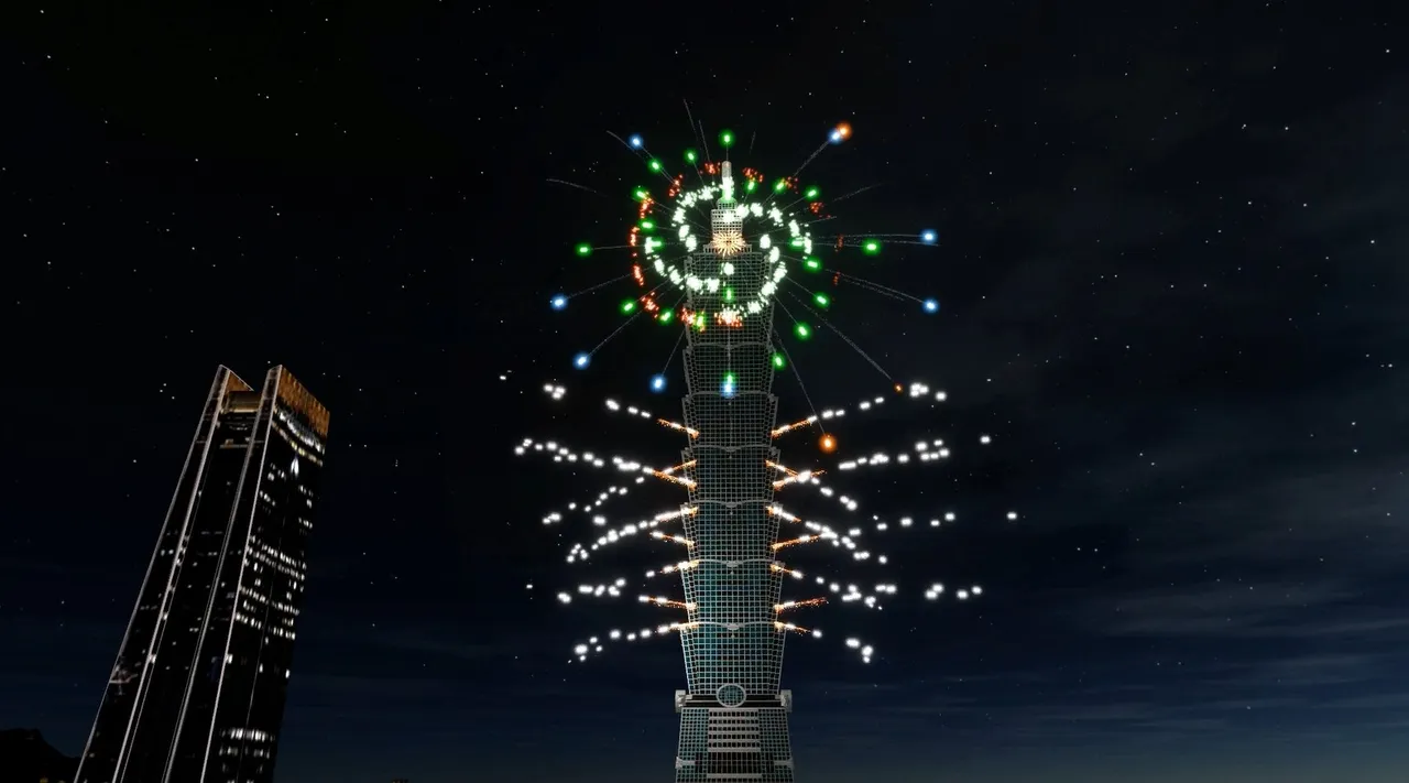 今年台北101以全新主题「SPARK 101」揭开岁末序幕，打造横跨圣诞节、跨年至农历新年的双跨年节庆盛典，图为模拟2026年跨年烟火照。台北101提供