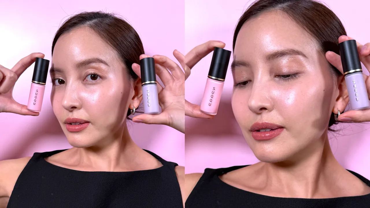 Model示范SUQQU晶采润色颜彩液。张家玲摄