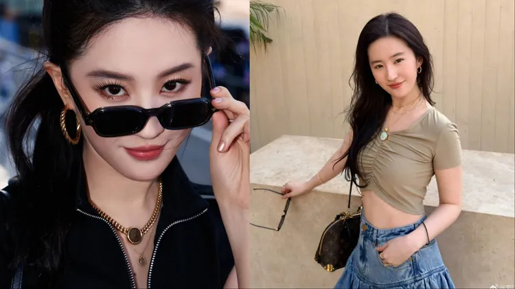 刘亦菲晒出在阿布达比的系列美照。翻摄刘亦菲微博、IG