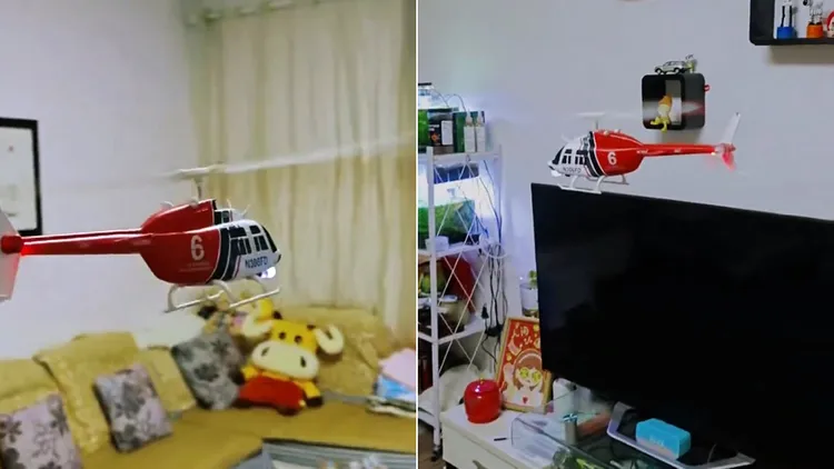 湖南一名网友因为在家里玩遥控直升机，马上接到警察电话要他登记报备。翻摄自X