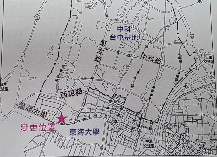 台中市都委會通過台中精機廠股份有限公司遷廠都市計畫變更案，紅星處即可能是好市多台中第3店位置。市府提供