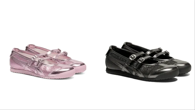 鬼塚虎HOLIDAY GLITTER PACK」MEXICO 66 TGRS銀河黑、耀眼粉，各5180元。品牌提供