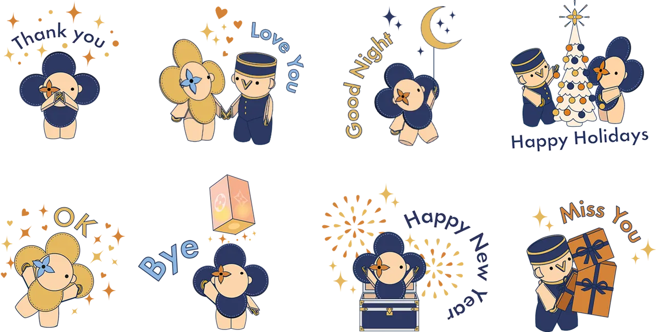 LV推出8款佳節限定貼圖。品牌提供