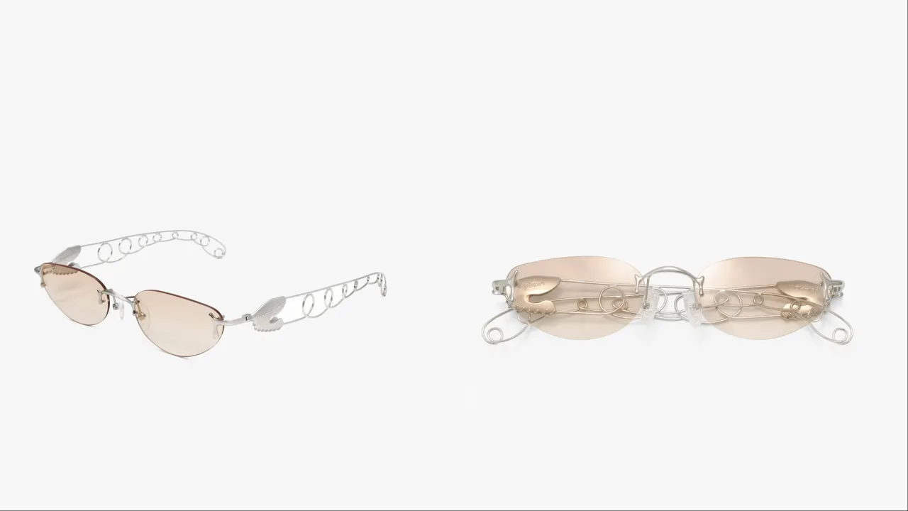 「回纹针款墨镜」大胆采用金属弹簧缠绕结构制作镜腿。品牌提供