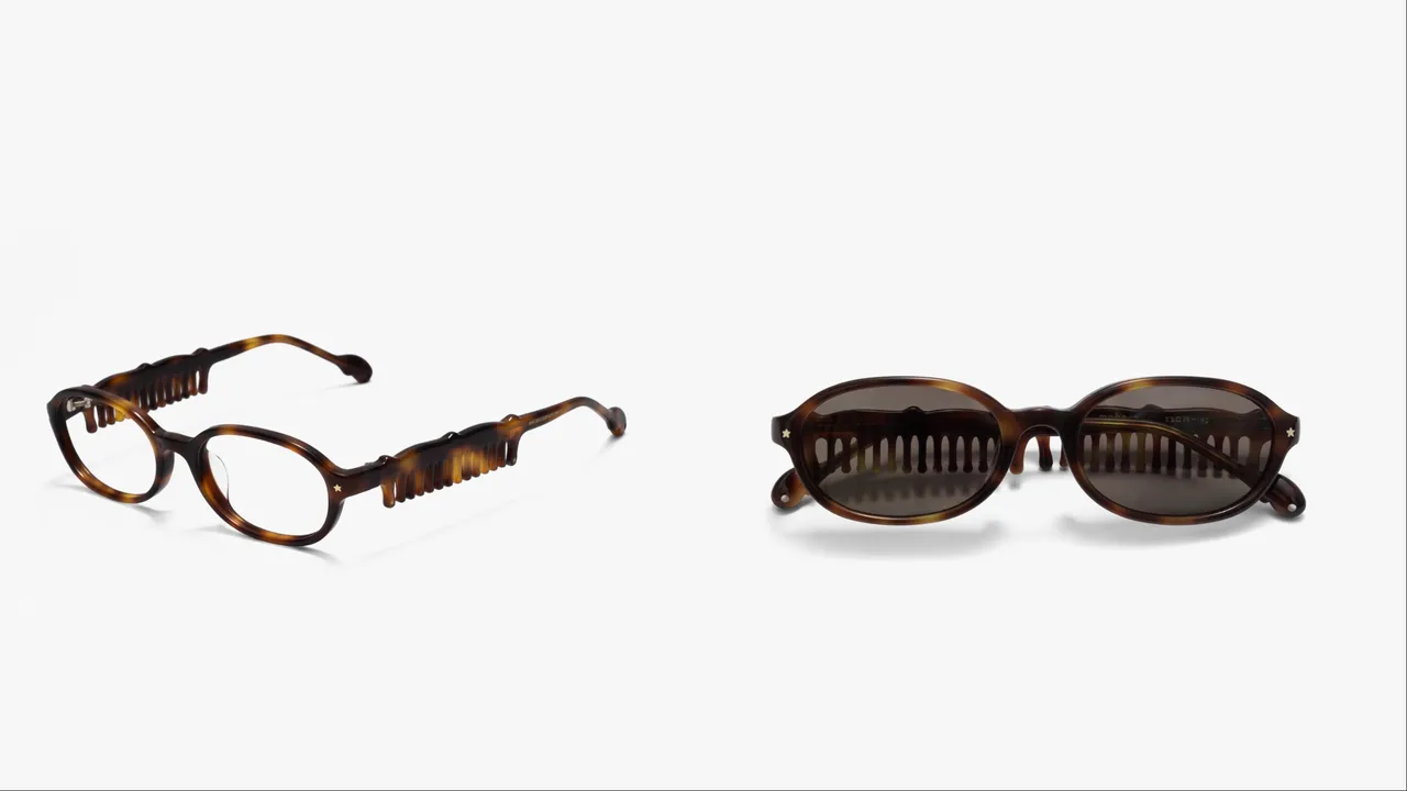 「梳子款墨镜」将放大比例的梳齿转化为独特引人注目的镜脚造型。品牌提供