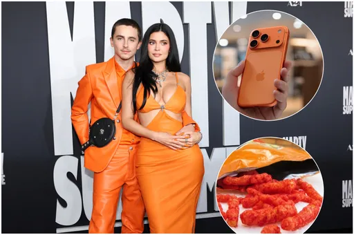 甜茶与网红女友超闪橘色情侣装破分手流言　网友却只看到新款iPhone+辣味Cheetos