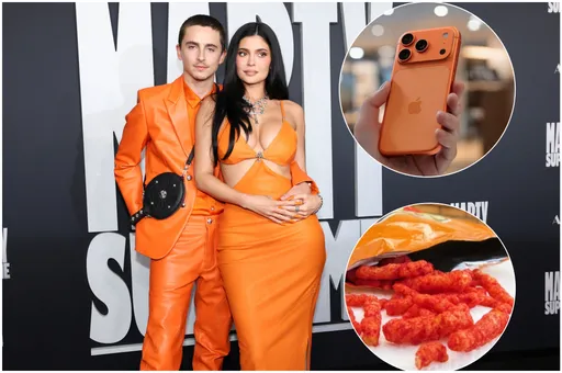 甜茶与网红女友超闪橘色情侣装破分手流言　网友却只看到新款iPhone+辣味Cheetos