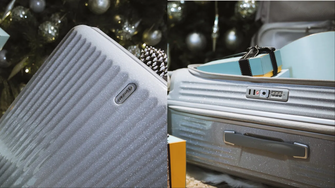 箱身采用闪烁亮膜工艺呈现星光点点般的细致光泽。品牌提供