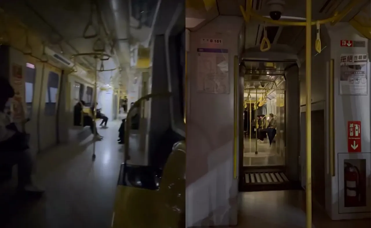强震环状线停驶！车厢漆黑像鬼片　乘客「高架铁轨逃难」画面曝