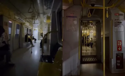 强震环状线停驶！车厢漆黑像鬼片　乘客「高架铁轨逃难」画面曝