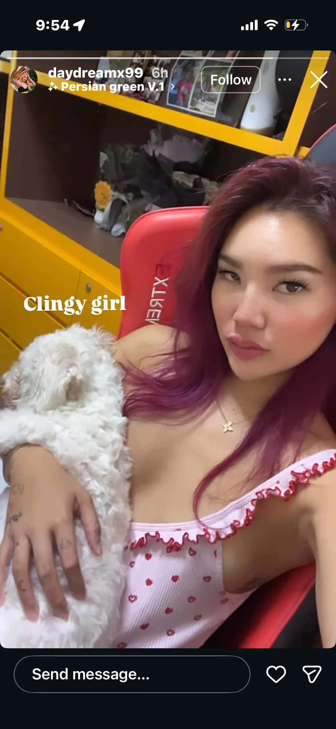 网友上传她与狗狗互动照片。