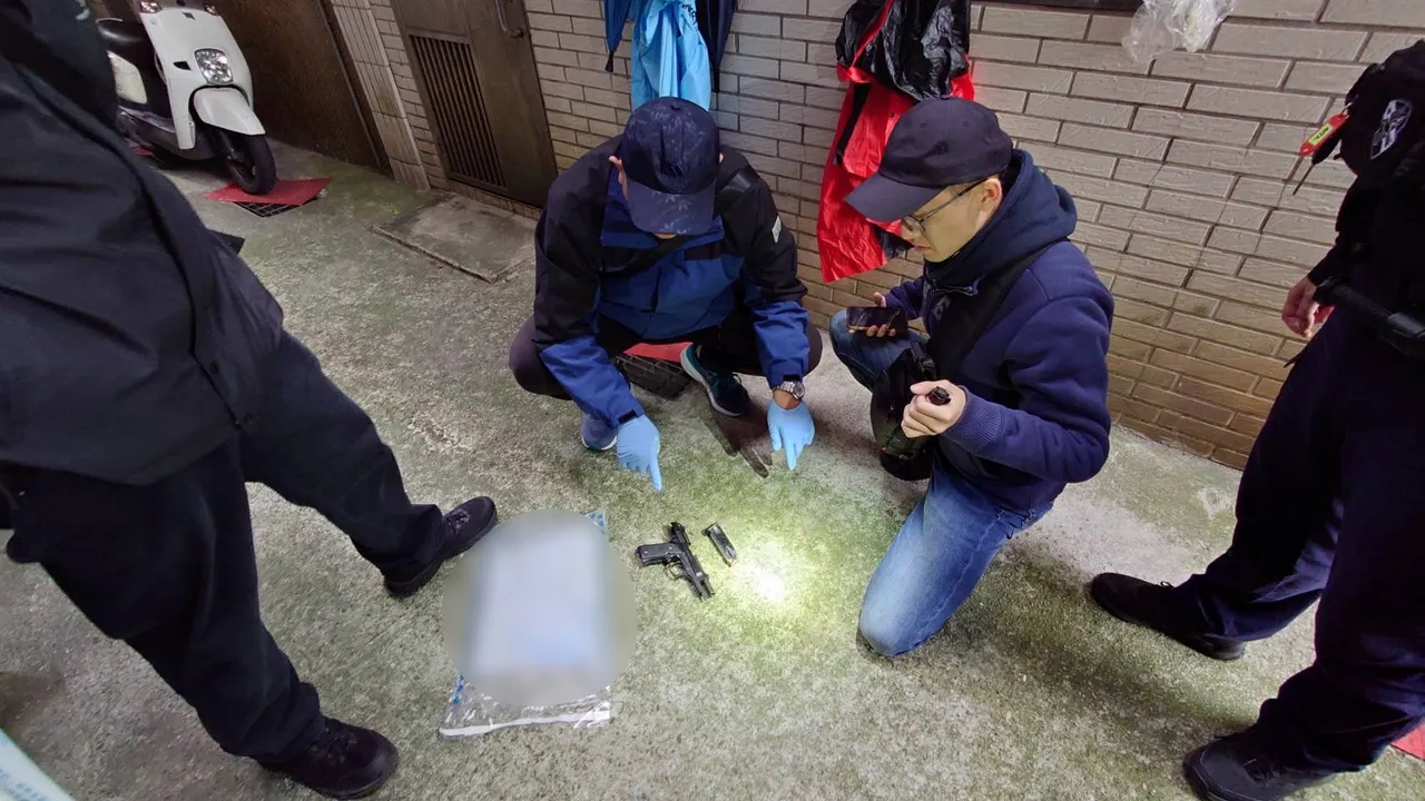 警方逮捕盧男後查扣手槍、子彈等證物。翻攝照片