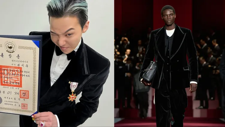 GD在第16屆韓國大眾文化藝術獎典禮上，身著Dolce&Gabbana 2025 秋冬系列天鵝絨西裝。品牌提供