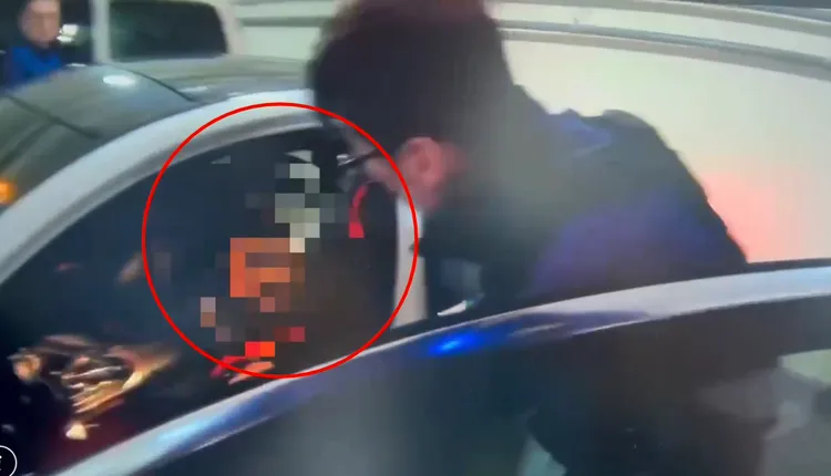 警方出动10多名干员前往淡水北新路某社区查缉一件掳人、妨害自由案件，于地下室车内逮捕1嫌，但未发现枪枝。翻摄画面