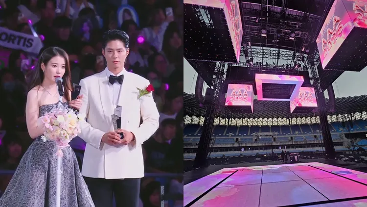 AAA移師高雄世運頒獎，被造謠沿用前一場TWICE的舞台，總製作人發文喊告。翻攝LINE TV、文完植Threads