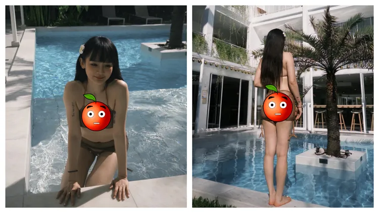 洗菜首赴泰国旅游，解放比基尼造型，一连晒出多张辣照。翻摄洗菜Instagram