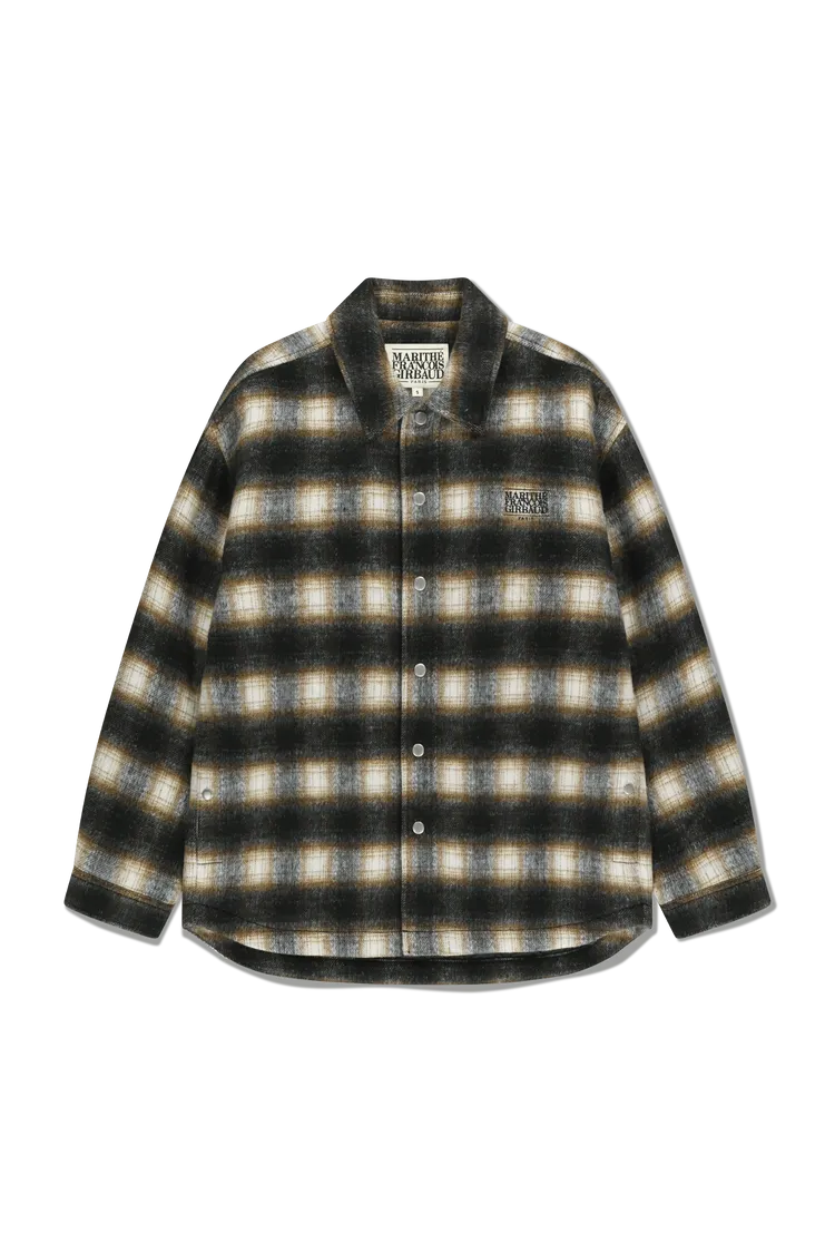 M+FG寬鬆格紋法蘭絨襯衫外套，4990元。品牌提供