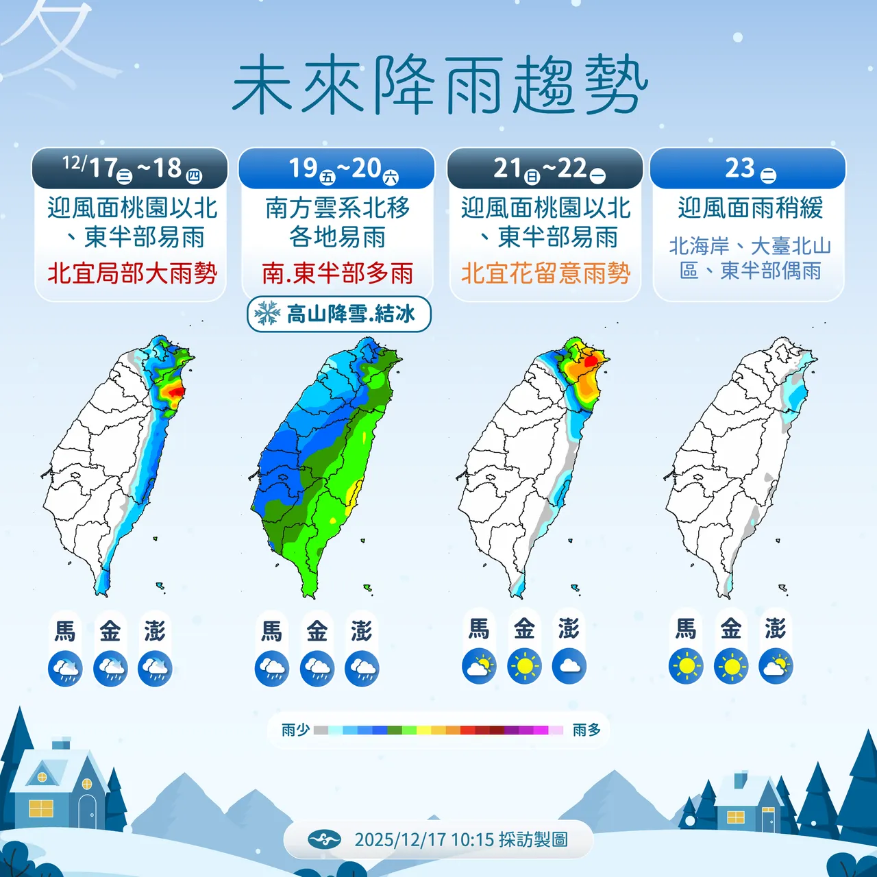 未来降雨预报。气象署提供