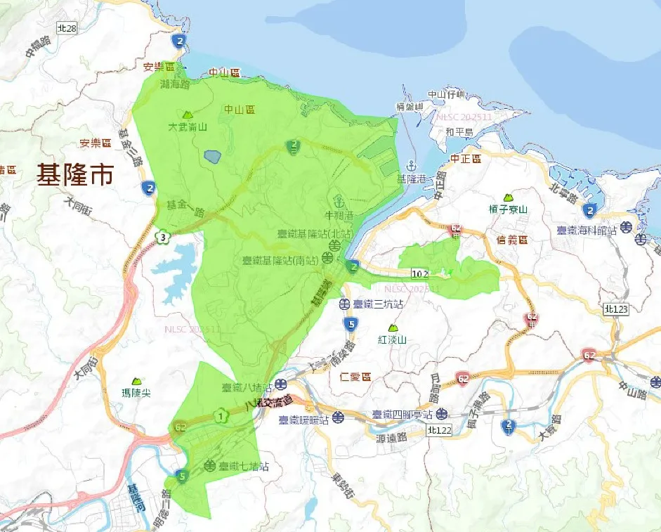 台水曝光受影响的基隆区域。翻摄自台湾自来水公司第一区管理处