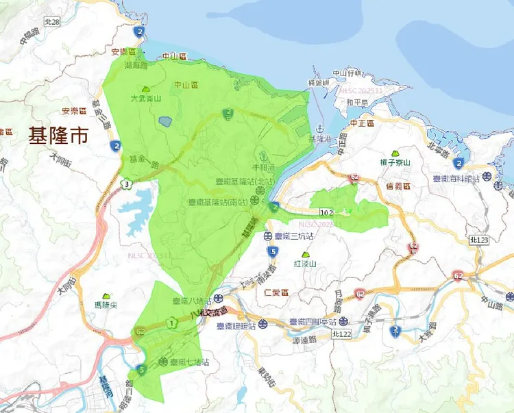 台水曝光受影響的基隆區域。翻攝自台灣自來水公司第一區管理處