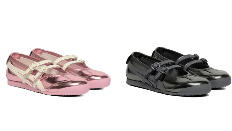 鬼塚虎MEXICO 66 TGRS晨玫粉（左）、曜黑銀（右），各4280元。品牌提供